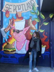 Me, happy ft. a massive pig mural